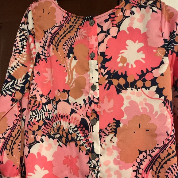 Talbots Floral Print Women's Top - Pink and Navy Size S Petite - Picture 5 of 5